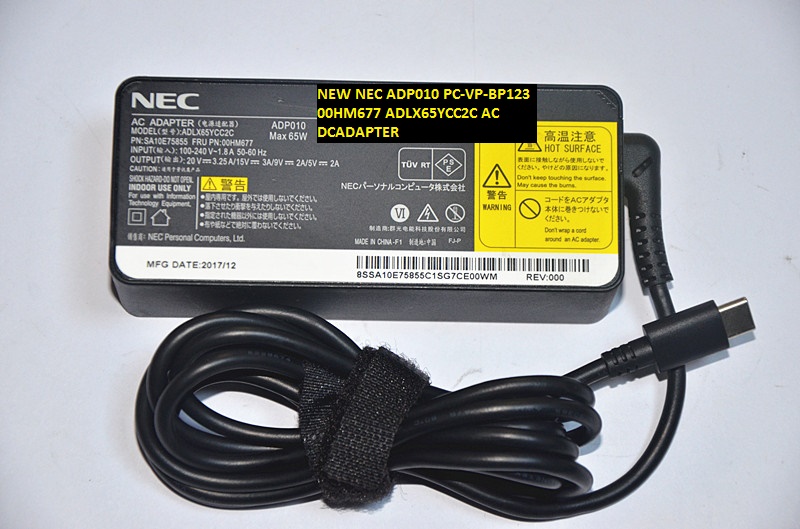NEW NEC 00HM677 ADLX65YCC2C ADP010 PC-VP-BP123 SA10E75855 20V 3.25A/15V 3A/9V 2A/5V 2A 65W AC DC ADAPTER